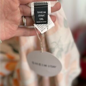 SHEIN Fruity Maxi Dress with Orange and Green Accents